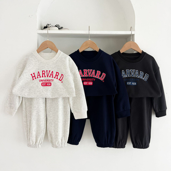 Costum pentru copii de primăvară și toamnă, costum sport cu imprimeu de litere pentru băieți, pantaloni de trening la modă din două piese pentru bebeluși și fete