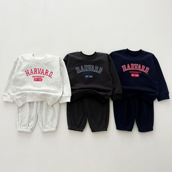 Παιδικό κοστούμι Άνοιξη και Φθινόπωρο Νέα Αθλητική φόρμα για αγόρια με γράμματα και εκτύπωση, Φόρμα για μωρά κορίτσια, Μοντέρνο παντελόνι φόρμας δύο τεμαχίων