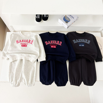 Παιδικό κοστούμι Άνοιξη και Φθινόπωρο Νέα Αθλητική φόρμα για αγόρια με γράμματα και εκτύπωση, Φόρμα για μωρά κορίτσια, Μοντέρνο παντελόνι φόρμας δύο τεμαχίων