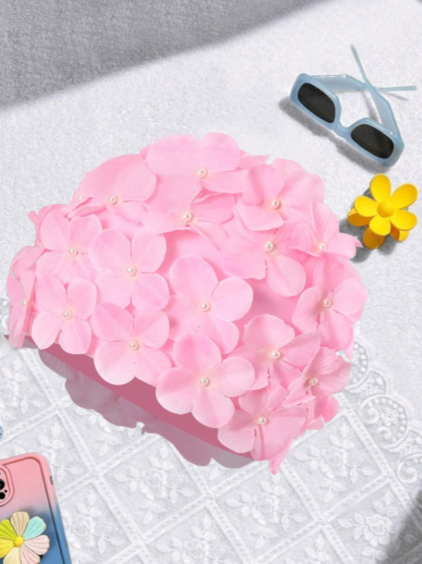 Patobulinta vandeniui atspari gėlių imitacijos rankomis siūta PU plaukimo kepuraitė karštųjų versmių plaukimui