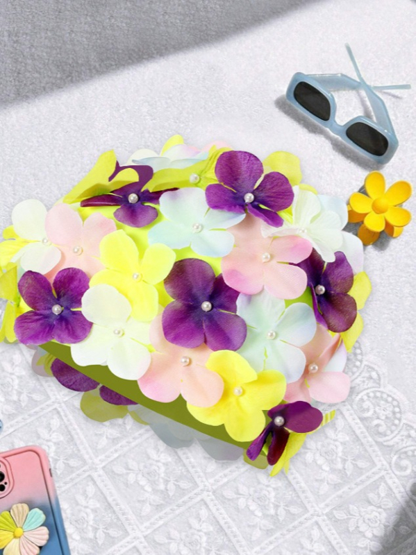 Patobulinta vandeniui atspari gėlių imitacijos rankomis siūta PU plaukimo kepuraitė karštųjų versmių plaukimui