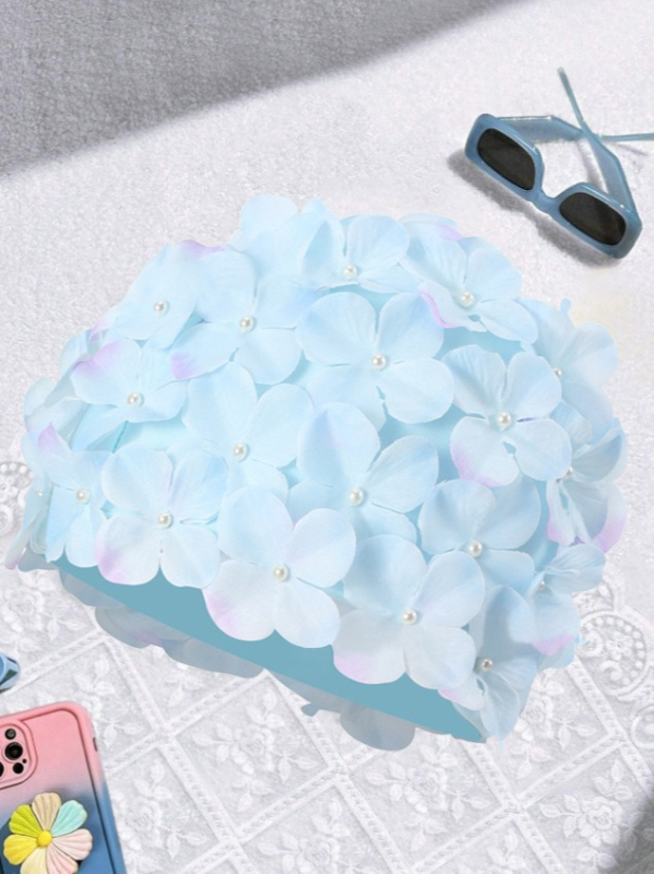 Patobulinta vandeniui atspari gėlių imitacijos rankomis siūta PU plaukimo kepuraitė karštųjų versmių plaukimui