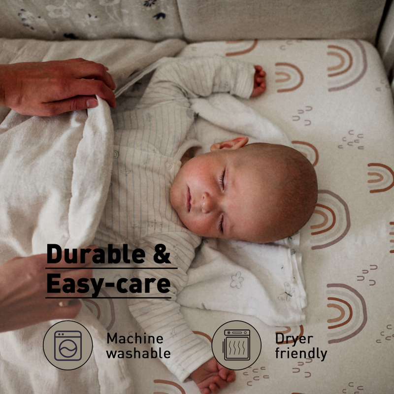 Kūdikių paklodės su guma, šlapimui nepralaidus, kvėpuojantis čiužinio užvalkalas, nauji vaikiški suklijuoti paklodės, lopšio „Rainbow Star“ formos paklodės