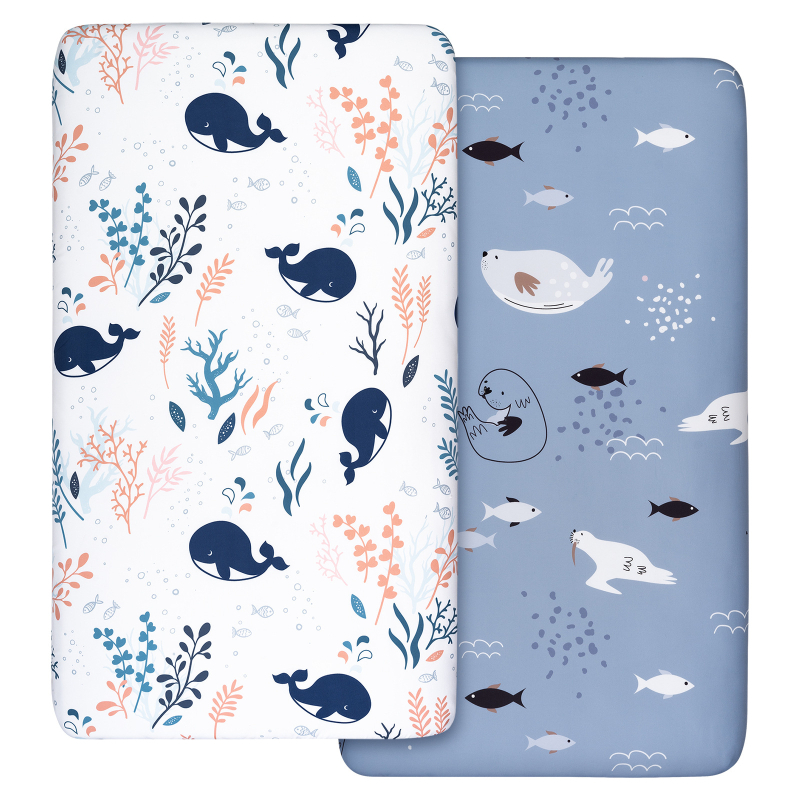 Kūdikių paklodės su guma, šlapimui nepralaidus, kvėpuojantis čiužinio užvalkalas, nauji vaikiški suklijuoti paklodės, lopšio „Rainbow Star“ formos paklodės