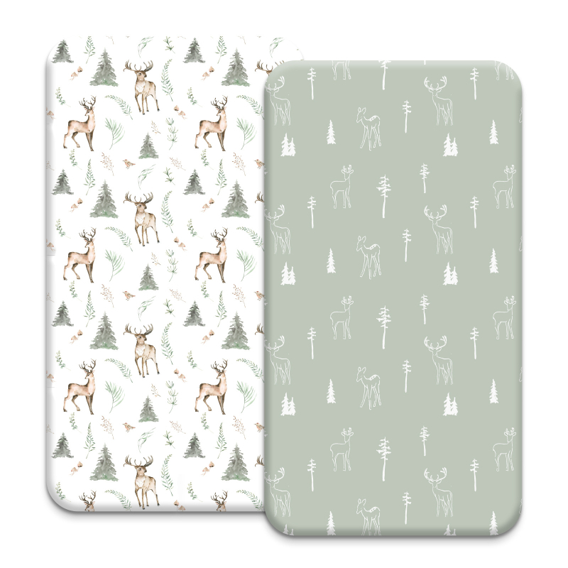 Kūdikių paklodės su guma, šlapimui nepralaidus, kvėpuojantis čiužinio užvalkalas, nauji vaikiški suklijuoti paklodės, lopšio „Rainbow Star“ formos paklodės