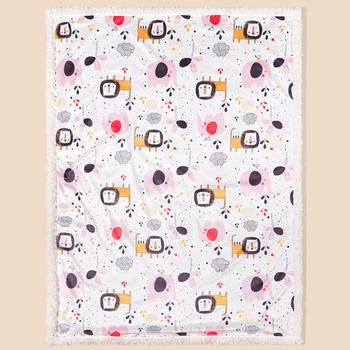 Vastsündinu sügis-talvine trükitud kahekihiline paksendatud lambavillast tekk, multifilmiteemaline lastetekk, lapsevankri kate, uinakutekk