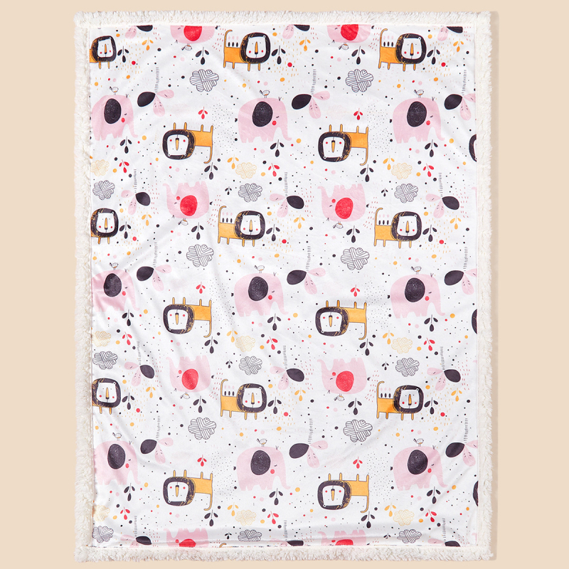 Vastsündinu sügis-talvine trükitud kahekihiline paksendatud lambavillast tekk, multifilmiteemaline lastetekk, lapsevankri kate, uinakutekk