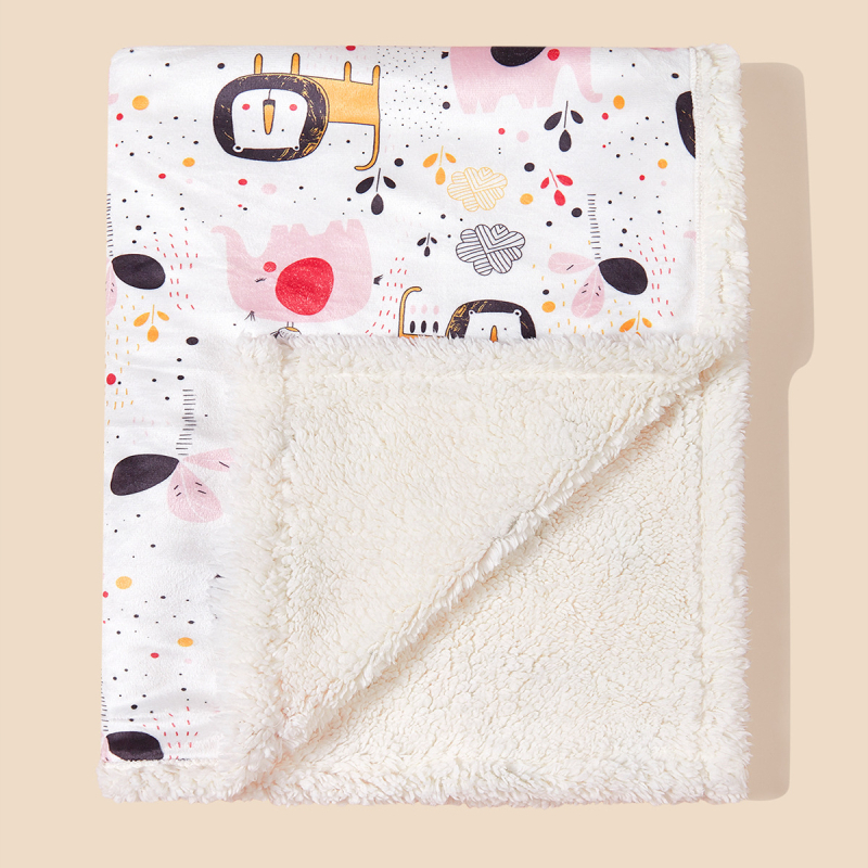 Vastsündinu sügis-talvine trükitud kahekihiline paksendatud lambavillast tekk, multifilmiteemaline lastetekk, lapsevankri kate, uinakutekk