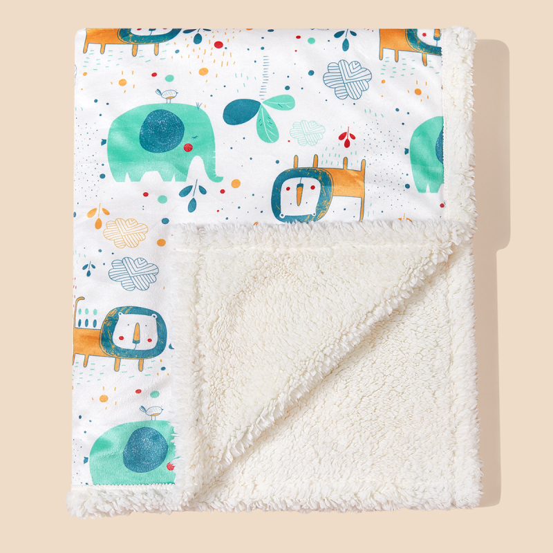 Vastsündinu sügis-talvine trükitud kahekihiline paksendatud lambavillast tekk, multifilmiteemaline lastetekk, lapsevankri kate, uinakutekk