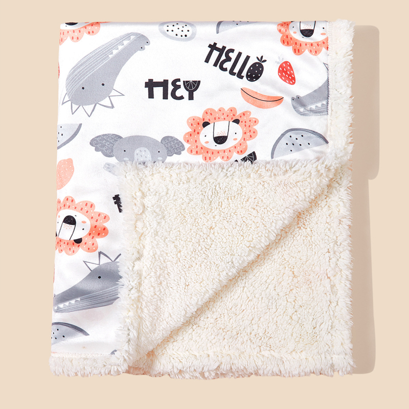 Vastsündinu sügis-talvine trükitud kahekihiline paksendatud lambavillast tekk, multifilmiteemaline lastetekk, lapsevankri kate, uinakutekk