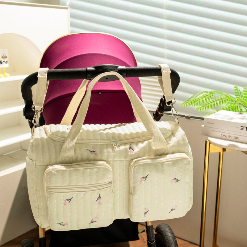 Rajzfilm aranyos medvés hordozható anyuka táska kiránduláshoz, nagy kapacitású, több zsebes anya- és babatáska, utazó babatároló táska