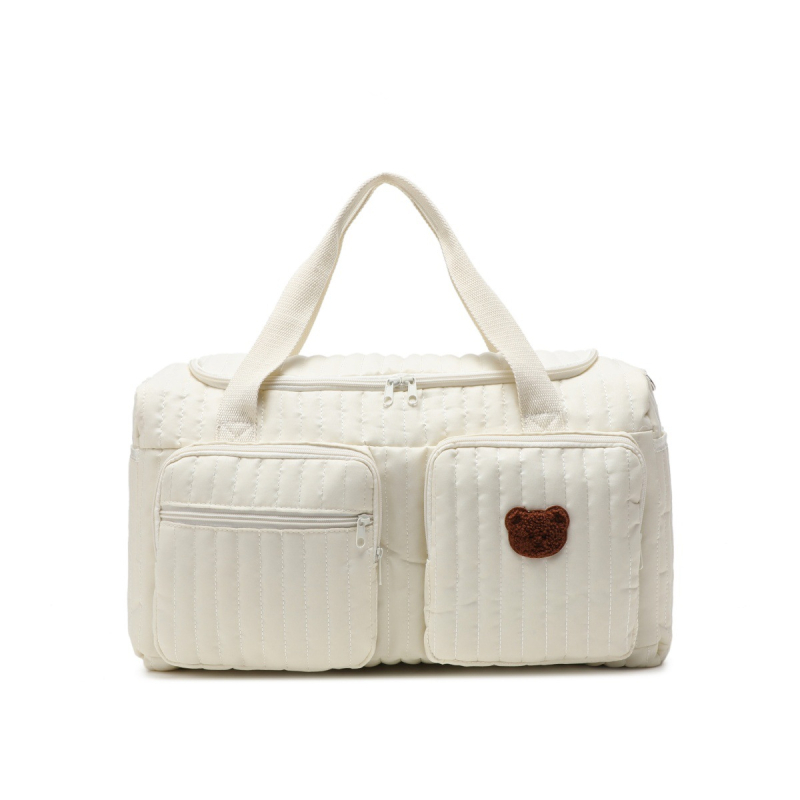 Rajzfilm aranyos medvés hordozható anyuka táska kiránduláshoz, nagy kapacitású, több zsebes anya- és babatáska, utazó babatároló táska