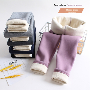 Κολάν για κορίτσια με επένδυση από φλις και χοντρό παντελόνι για φθινόπωρο και χειμώνα, παιδικό στενό παντελόνι για χειμερινά ρούχα, χωρίς κόκαλα, μονόχρωμο παντελόνι για εξωτερικές ενδυμασίες