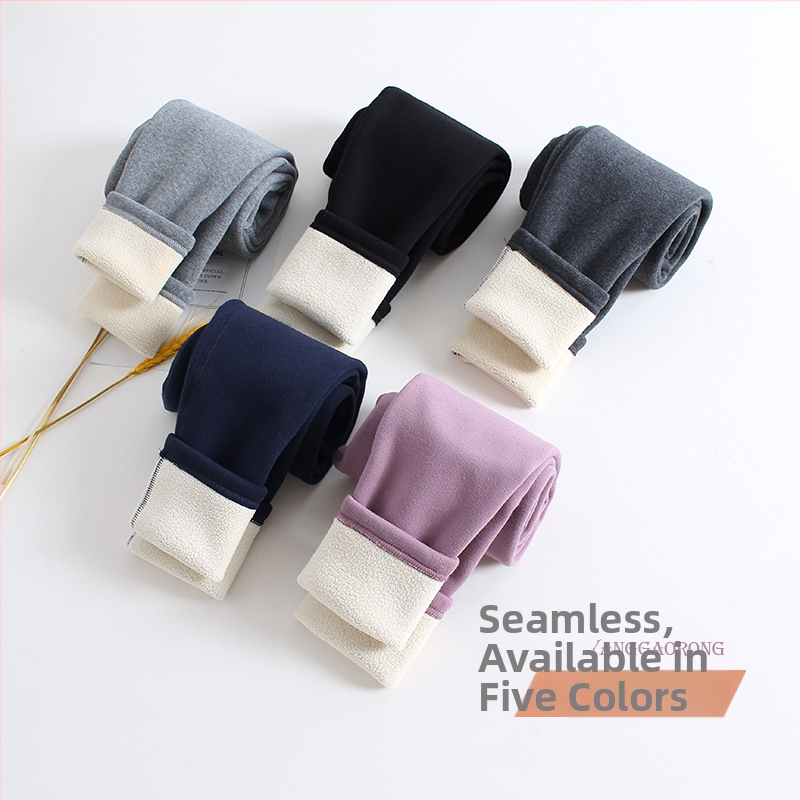 Детски клинове с поларена подплата, удебелени панталони за есен и зима, детски тесни панталони, зимни без кости, едноцветни панталони за връхно облекло