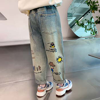 Τζιν για κορίτσια, στυλ άνοιξης και φθινοπώρου, παιδικά ρούχα 3-12 ετών, νέο στυλ, παιδικά παντελόνια φθινοπώρου για μικρά κορίτσια, με μοτίβο κινουμένων σχεδίων