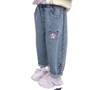 Τζιν για κορίτσια, στυλ άνοιξης και φθινοπώρου, παιδικά ρούχα 3-12 ετών, νέο στυλ, παιδικά παντελόνια φθινοπώρου για μικρά κορίτσια, με μοτίβο κινουμένων σχεδίων
