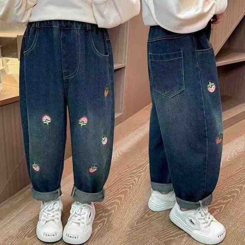 Τζιν για κορίτσια, στυλ άνοιξης και φθινοπώρου, παιδικά ρούχα 3-12 ετών, νέο στυλ, παιδικά παντελόνια φθινοπώρου για μικρά κορίτσια, με μοτίβο κινουμένων σχεδίων