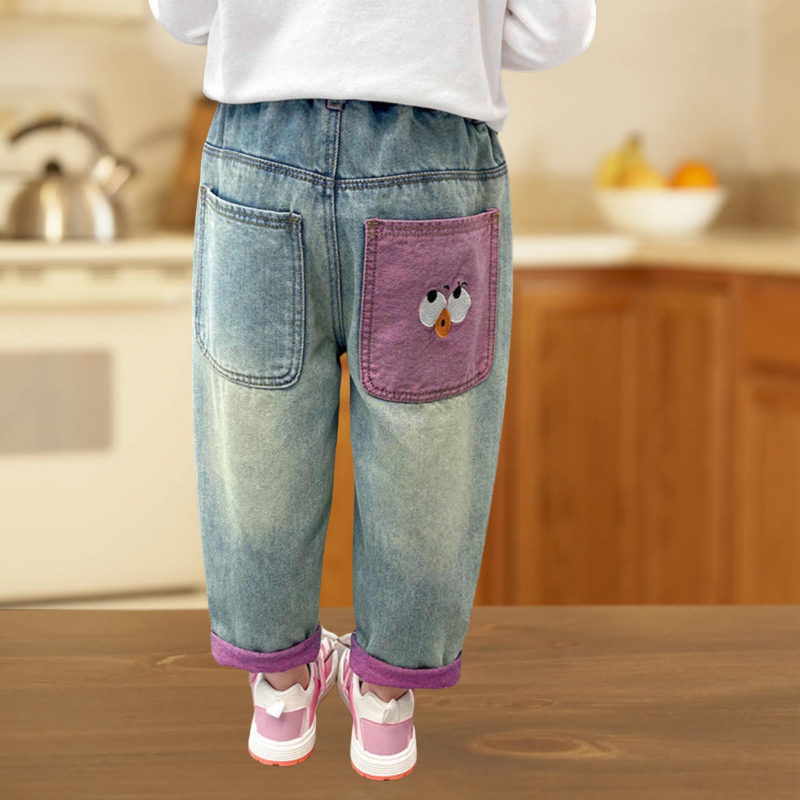 Τζιν για κορίτσια, στυλ άνοιξης και φθινοπώρου, παιδικά ρούχα 3-12 ετών, νέο στυλ, παιδικά παντελόνια φθινοπώρου για μικρά κορίτσια, με μοτίβο κινουμένων σχεδίων