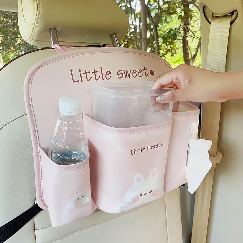 Τσάντα αποθήκευσης αυτοκινήτου κρεμαστή τσάντα χαριτωμένη δερμάτινη τσάντα αποθήκευσης καρεκλών αυτοκινήτου με κρεμαστή πλάτη πολυλειτουργική για γυναίκες