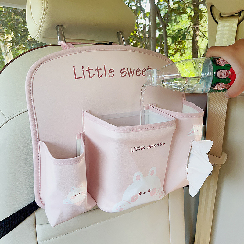 Τσάντα αποθήκευσης αυτοκινήτου κρεμαστή τσάντα χαριτωμένη δερμάτινη τσάντα αποθήκευσης καρεκλών αυτοκινήτου με κρεμαστή πλάτη πολυλειτουργική για γυναίκες
