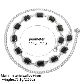 Eiropas un Amerikas pārrobežu kvadrātveida dimanta ķēdes ķermeņa ķēdes vidukļa ķēdes sakausējuma viena slāņa vidukļa ķēdes rotaslietas sievietēm F26910