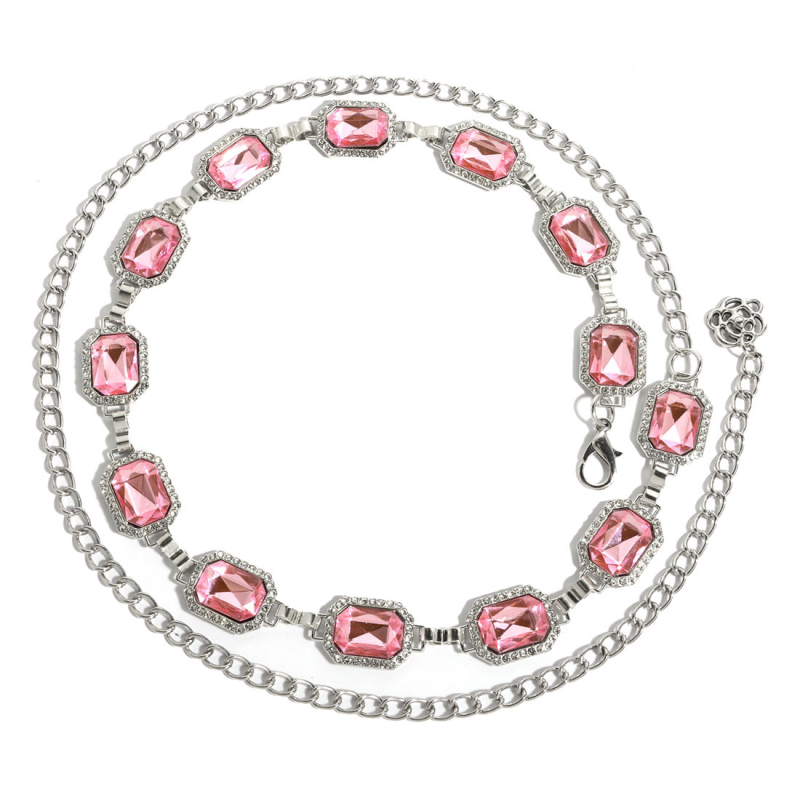 Eiropas un Amerikas pārrobežu kvadrātveida dimanta ķēdes ķermeņa ķēdes vidukļa ķēdes sakausējuma viena slāņa vidukļa ķēdes rotaslietas sievietēm F26910