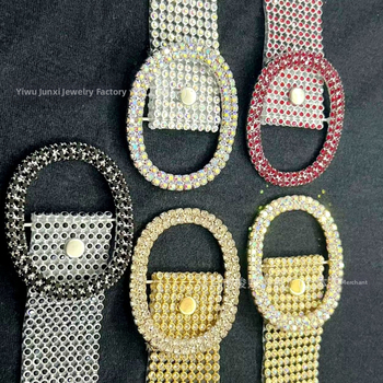 Νέα γυναικεία ζώνη Taobao με διαμάντια και 9 σειρές από μεγάλη οβάλ ζώνη με ένθετο στρας για συνδυασμό με ρούχα, νέο μοντέλο 2024