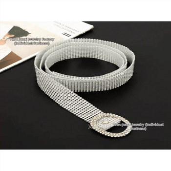 Νέα γυναικεία ζώνη Taobao με διαμάντια και 9 σειρές από μεγάλη οβάλ ζώνη με ένθετο στρας για συνδυασμό με ρούχα, νέο μοντέλο 2024