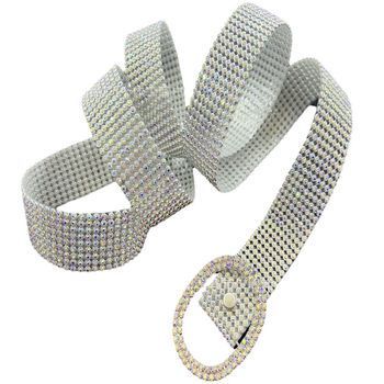 Νέα γυναικεία ζώνη Taobao με διαμάντια και 9 σειρές από μεγάλη οβάλ ζώνη με ένθετο στρας για συνδυασμό με ρούχα, νέο μοντέλο 2024