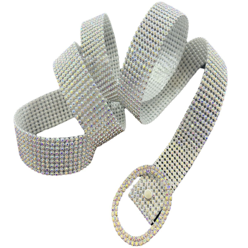 Taobao uus naiste teemantvöö 9 reaga suurte ovaalsete täiskividega inkrusteeritud vöödega riietega sidumiseks, 2024. aasta uus mudel