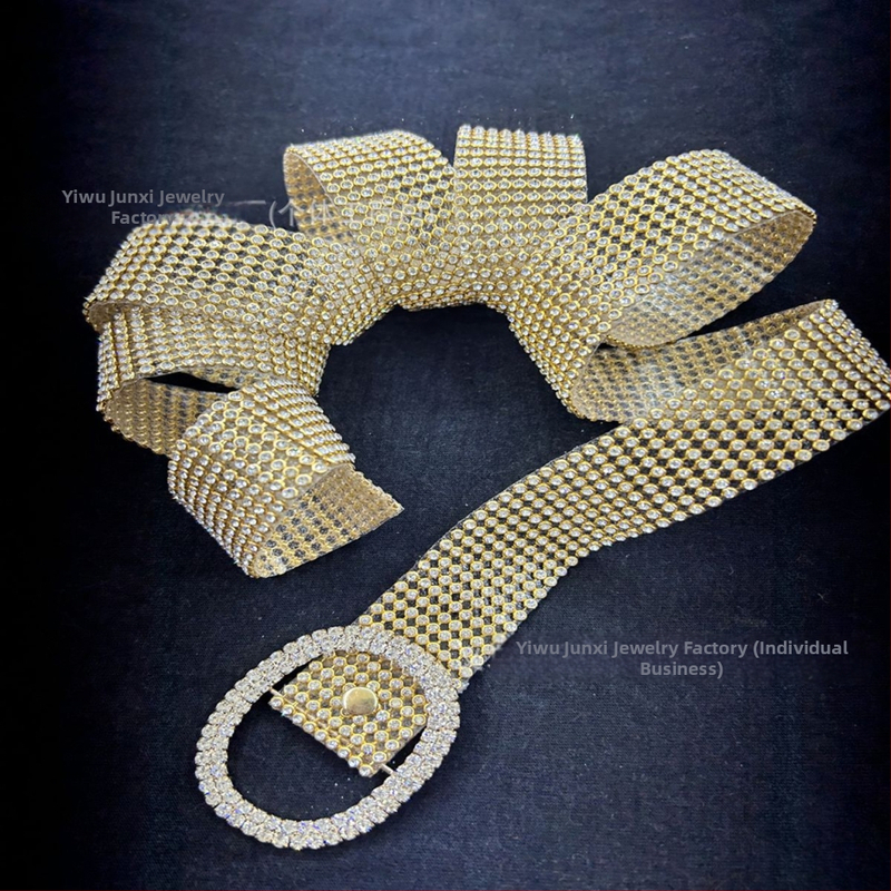 Taobao uus naiste teemantvöö 9 reaga suurte ovaalsete täiskividega inkrusteeritud vöödega riietega sidumiseks, 2024. aasta uus mudel