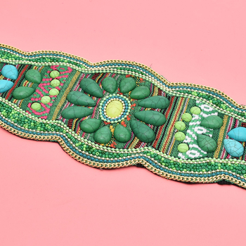 2024 νέα απομίμηση τυρκουάζ σφραγίδα μέσης εθνοτικό στυλ χάντρες χρώματος φαρδιά ζώνη Xinjiang ελαστική μέση αξεσουάρ γυναικών χονδρικής