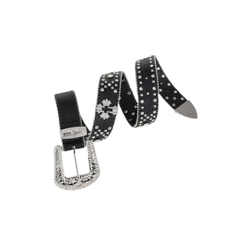 Νέα ζώνη με αγκράφα και στρας, γυναικεία ζώνη με σταυρό και χάντρες, διακοσμητική ζώνη, ευρωπαϊκή και αμερικανική, έτοιμη για αγορά.