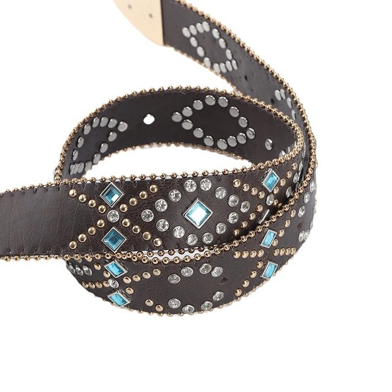 Naiste pandlaga uus kivikestega vöö, piiriülene ristihelmestega dekoratiivne vöö, Euroopa ja Ameerika teksade kaunistustega valmis laos