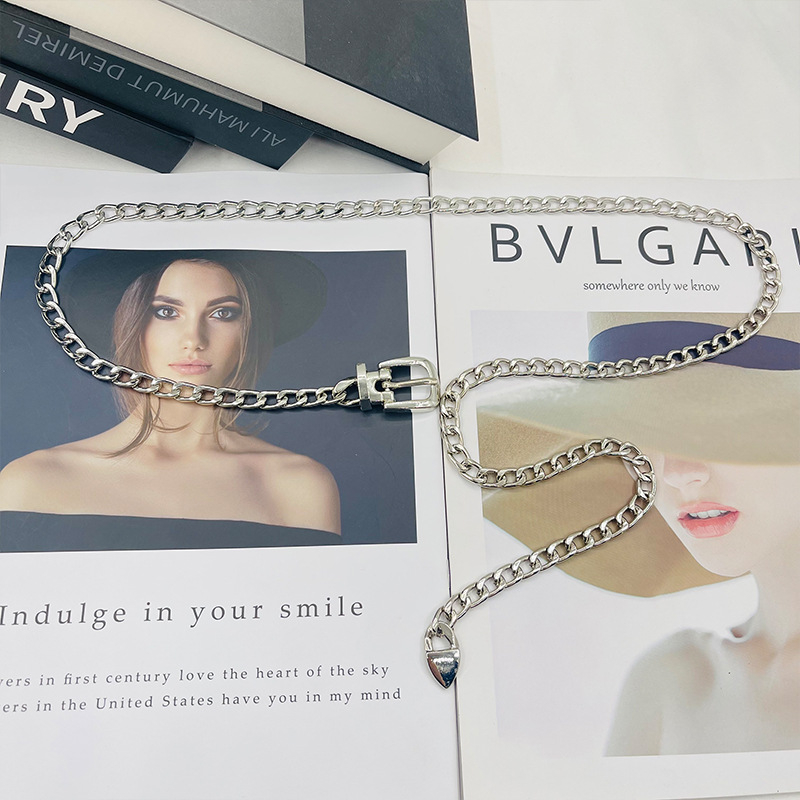 Ins Style metallist vööketi aksessuaarid Naiste suvine universaalne seelik, teksad, dekoratiivne õhuke kett, interneti kuulsuste keti vöö