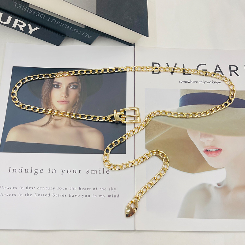 Ins Style metallist vööketi aksessuaarid Naiste suvine universaalne seelik, teksad, dekoratiivne õhuke kett, interneti kuulsuste keti vöö