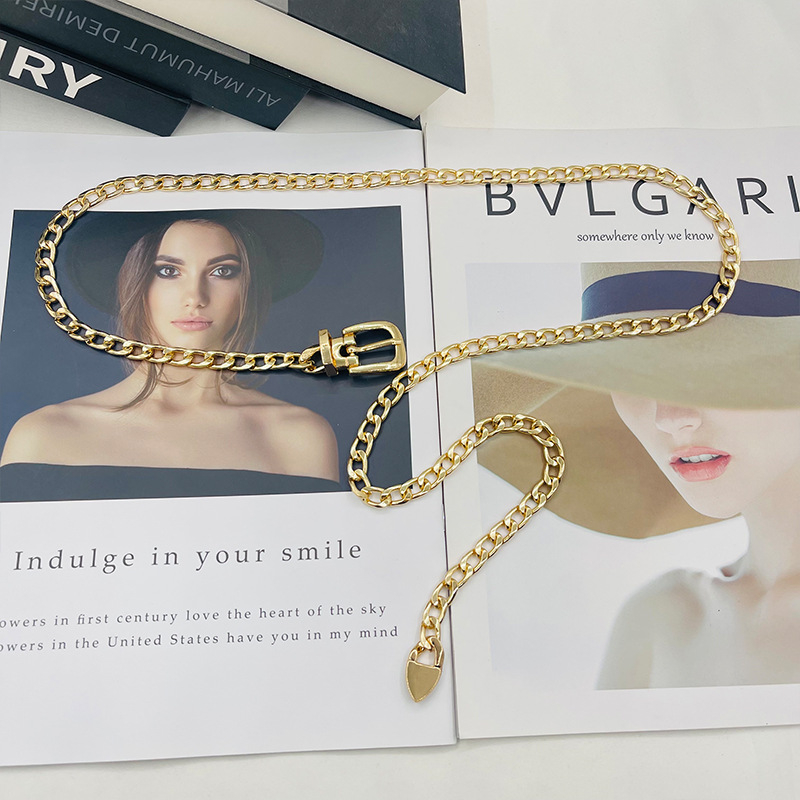 Ins Style metallist vööketi aksessuaarid Naiste suvine universaalne seelik, teksad, dekoratiivne õhuke kett, interneti kuulsuste keti vöö