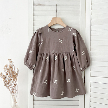 Φόρεμα για κορίτσια σε κορεατικό στιλ, τσάντα μωρού με μακριά μανίκια για άνοιξη και φθινόπωρο, ολόσωμο φόρεμα, στολή για αδερφές, κεντημένο φόρεμα για κορίτσια