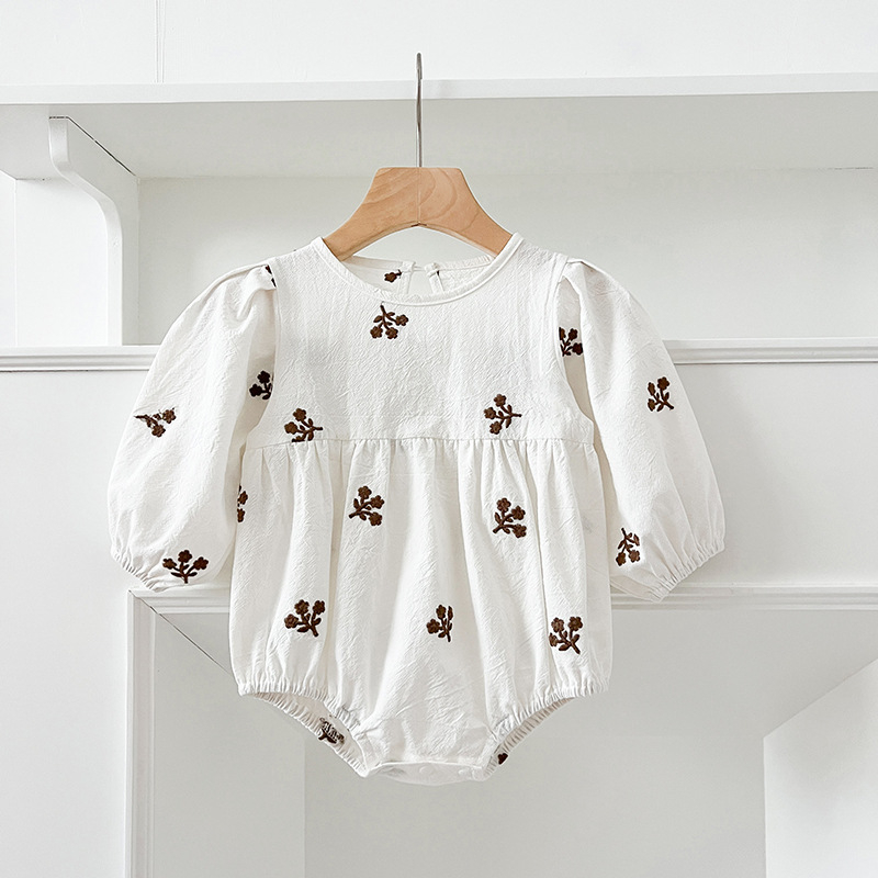 Korea stiilis tüdrukute kleit, kevad- ja sügisene pikkade varrukatega beebikott, romper, õe riietus, tikitud beebitüdruku kleit