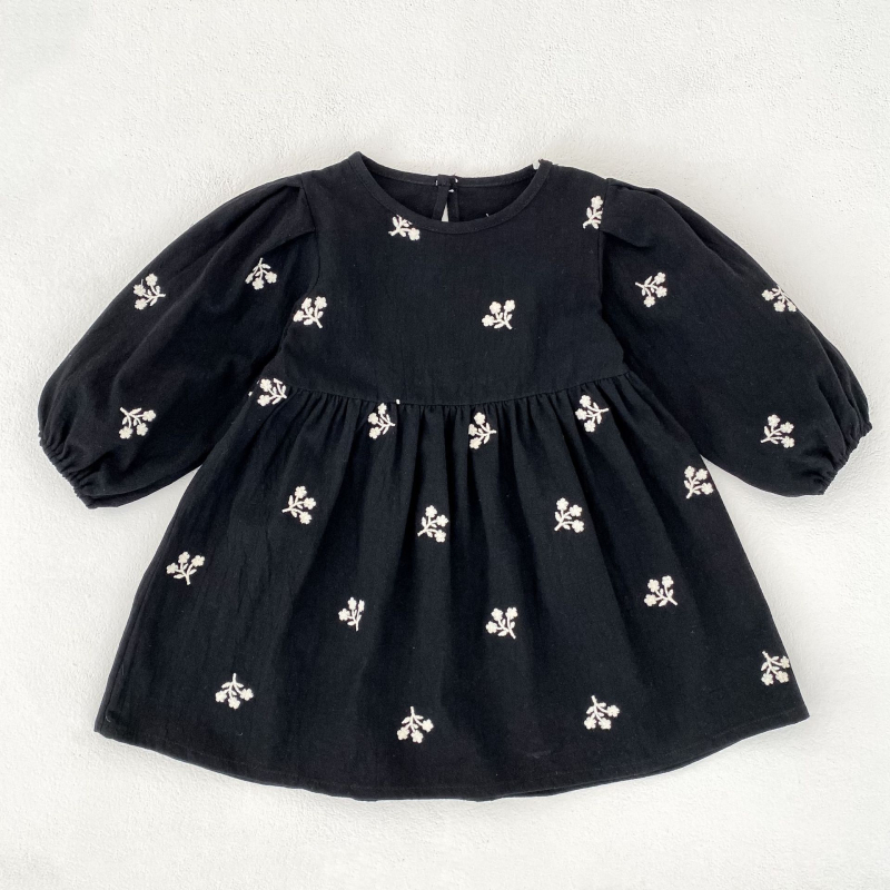 Korea stiilis tüdrukute kleit, kevad- ja sügisene pikkade varrukatega beebikott, romper, õe riietus, tikitud beebitüdruku kleit