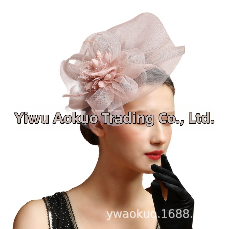 Európai és amerikai ünnepi parti hálós toll fejdísz menyasszonyi esküvői fotó vintage hajkiegészítők hajtű fejpánt kettős célú fejdísz virág