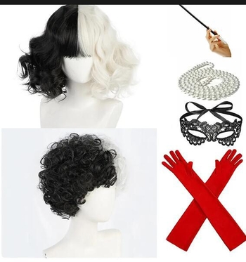 Kuila parukas Euroopa ja Ameerika naiste cos parukas mustvalge nõia Kuila Cruella lühikeste lokkis juuste tehase hulgimüük