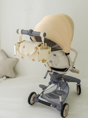 Νέα παιδική κρεμαστή τσάντα καροτσιού με αρκούδα, τσάντα μούμιας για ταξίδια, απαραίτητη τσάντα για πάνες, τσάντα αποθήκευσης μπουκαλιών, βολική