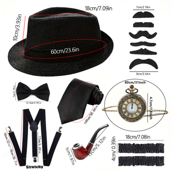 1920. aasta Gatsby peo meeste kleit-silindermüts retro taskukella rihmaga habemega ülikond Amazon Spot kuum müük