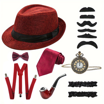 1920. aasta Gatsby peo meeste kleit-silindermüts retro taskukella rihmaga habemega ülikond Amazon Spot kuum müük