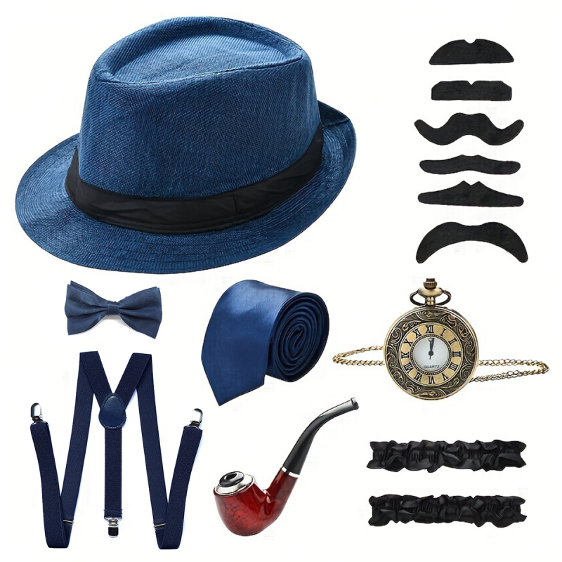 1920. aasta Gatsby peo meeste kleit-silindermüts retro taskukella rihmaga habemega ülikond Amazon Spot kuum müük