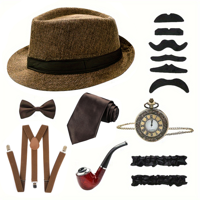 1920. aasta Gatsby peo meeste kleit-silindermüts retro taskukella rihmaga habemega ülikond Amazon Spot kuum müük