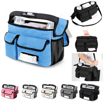 Geantă pentru cărucior, geantă suspendată, organizator pentru cărucior, geantă pentru mămici de mare capacitate, coș de depozitare portabil pentru exterior, geantă de mână