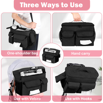 Geantă pentru cărucior, geantă suspendată, organizator pentru cărucior, geantă pentru mămici de mare capacitate, coș de depozitare portabil pentru exterior, geantă de mână