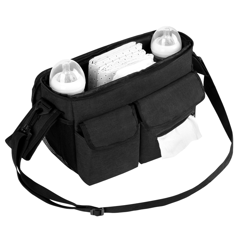 Geantă pentru cărucior, geantă suspendată, organizator pentru cărucior, geantă pentru mămici de mare capacitate, coș de depozitare portabil pentru exterior, geantă de mână